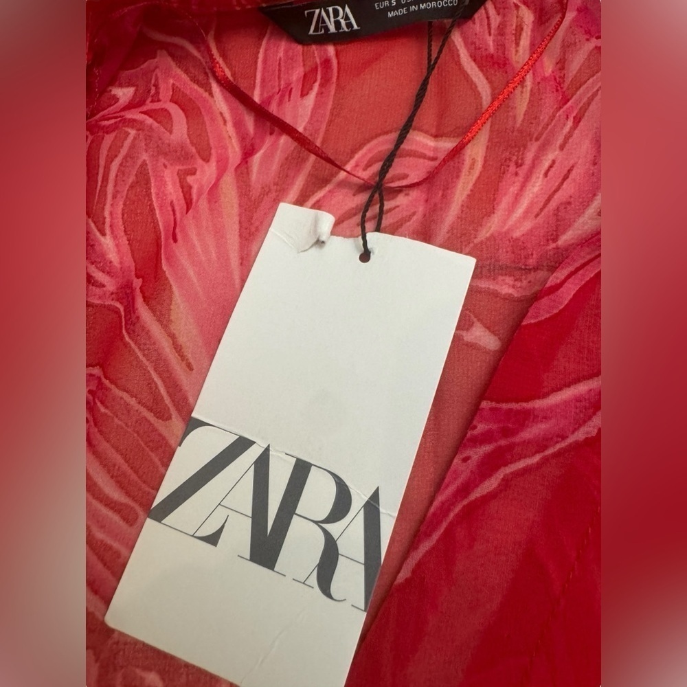 Zara Floral Print Semi Sheer Shirt Small NWT - Picture 10 of 15